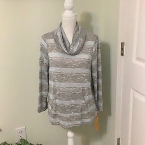 ❤️RUBY RD l/s cowl neck sweater PXL blue/gray